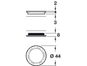 Inset Hdl Brass Pol Nkl Plt D43mm