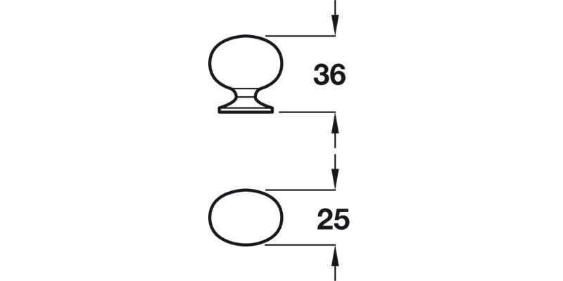 Oval Knob ZA SS Effect 25x36mm