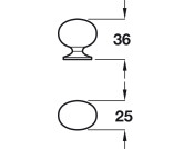 Oval Knob ZA SS Effect 25x36mm