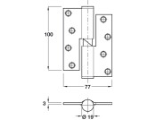 Butt Hinge Rising 100x77mm CW 304 SSS