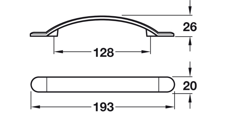 Smooth Bow Hdl C.Iron Natural 128mm cc