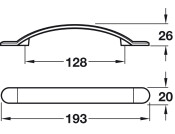 Smooth Bow Hdl C.Iron Natural 128mm cc