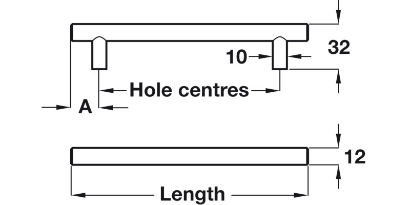 Barnabus Bar Hdl St B.Nkl D12mm 477mm cc