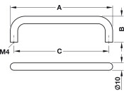 D Handle Steel Matt Chr D10mm 128mm cc