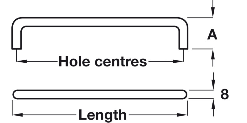 D Pull Hdl Steel Pol Chr D8mm 96mm cc