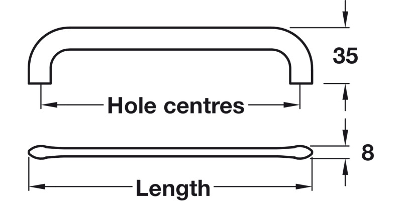 Curly D Pull Hdl ZA Black 64mm cc