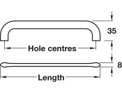 Curly D Pull Hdl ZA Black 64mm cc