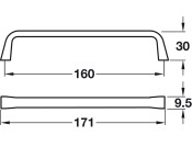 Este Pull Handle ZA Brushed Gold 160mm c