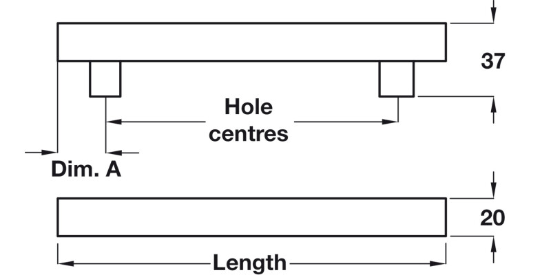 India Bar Handle St St D20mm 128mm cc