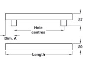 India Bar Handle St St D20mm 128mm cc