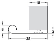 Edge Pull 50x38x3mm Brass Matt Black