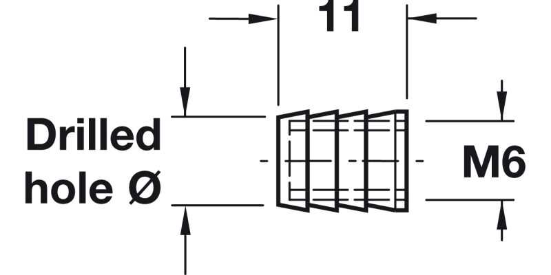 Glue-In Sleeve M6 D10x9.0mm Plastic