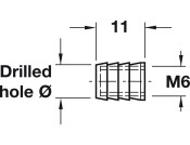 Glue-In Sleeve M6 D10x9.0mm Plastic