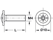 Handle Scr Flat/Combi M4x09mm St Glv