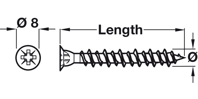 Carcase Assembly Screw PZ2 D4.0x45mm Black