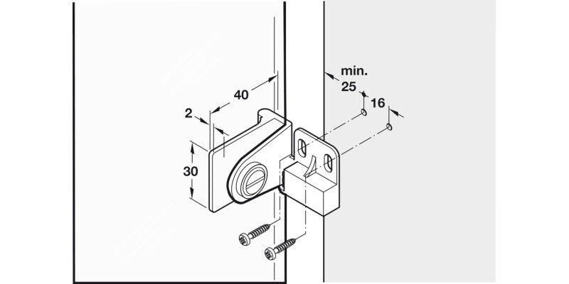 170D Glass Door Middle Hinge PCP