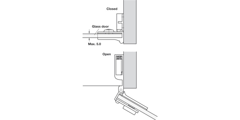 170D Glass Door Middle Hinge PCP