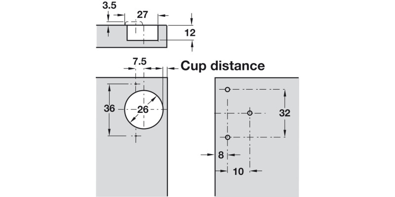Grass 92D Mini Hinge Sprung 26 SF Hospa