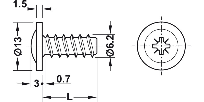 Panel Mnt Scr Flt PZ2 D5.0x13.5mm St Glv