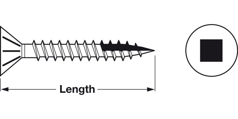 Zip-R Sq Slot Screw Csk D3.5x12mm Blk