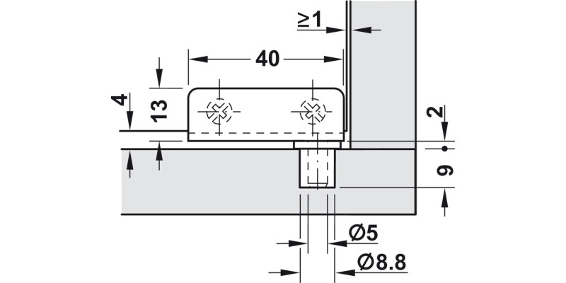 110D Simplex Glass Door Hinge St/Pl Blk