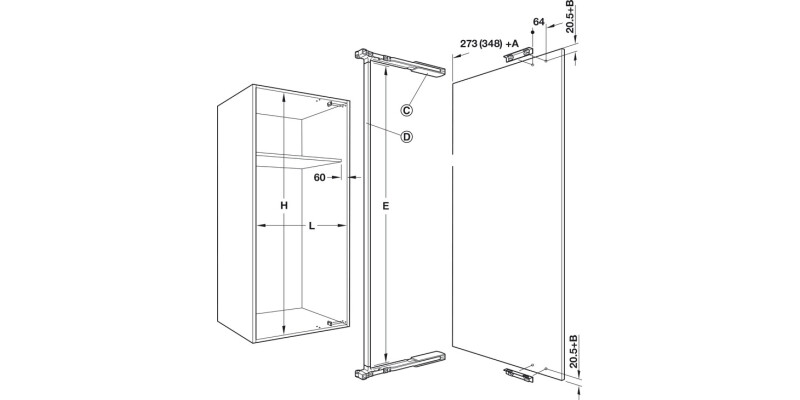 Door Opening Mechanism 450mm St Alu Col