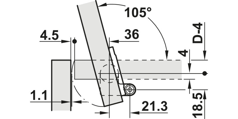 105D Chest Lid Hinge Grey/White