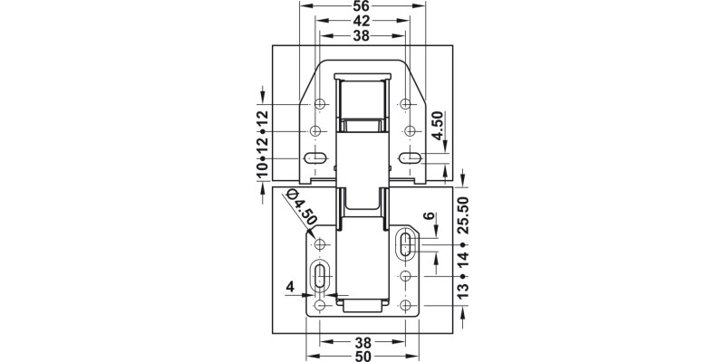 Swing Up 90D Hinge SF wo SC Overlay Mnt