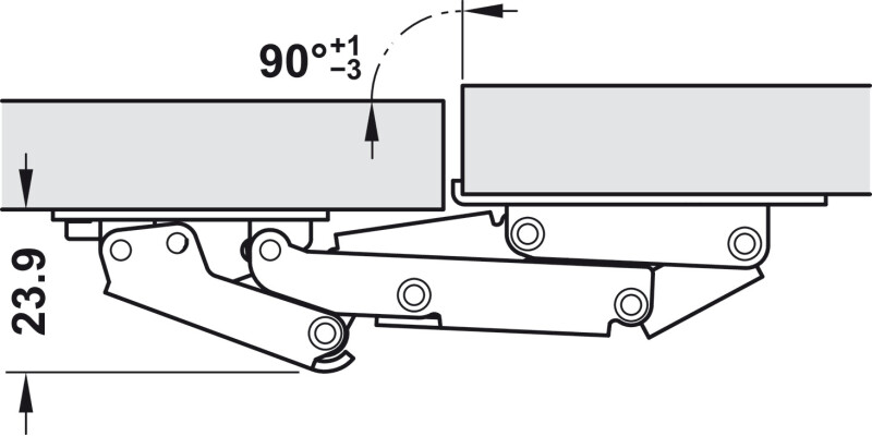 Swing Up 90D Hinge SF wo SC Overlay Mnt