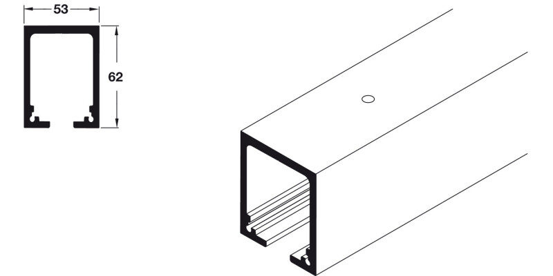 Top Track, for Sliding Wooden and Glass Interior Doors, Hawa-Junior 160