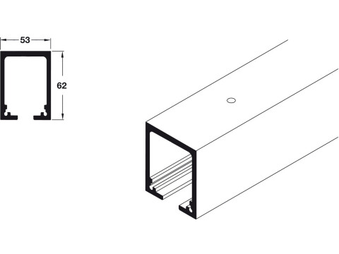 Top Track, for Sliding Wooden and Glass Interior Doors, Hawa-Junior 160