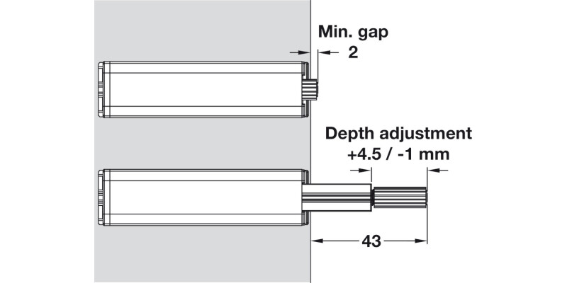Push Catch Depth Adj Fit Steel/Plastic