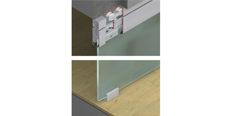 Fitting Set, for Sliding Glass Interior Doors, Hawa-Junior 40/GL