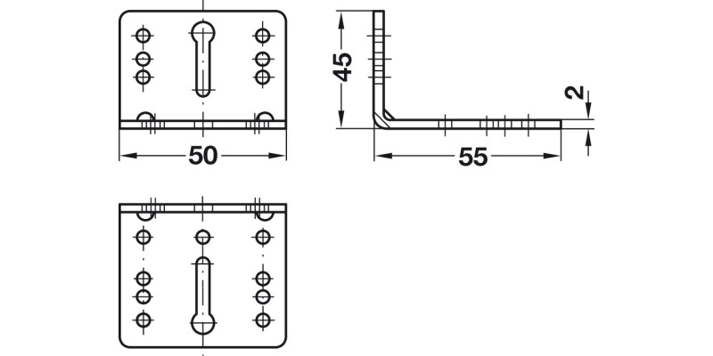 Mounting Bracket 55x45x50mm St NP