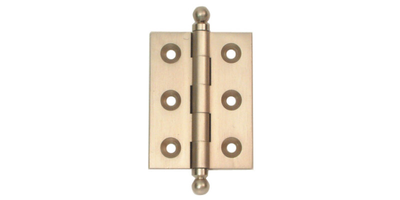 Unwashered Brass Butt Hinge With Threaded Detachable Ball Finial D6.5.5 X 50x38mm Satin Chrome Finish, image shows Satin Nickel