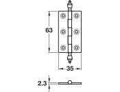 Matt Black Brass Butt Hinge with Urn-Finial 63x35mm image shown is Polished Brass