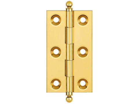 Copper plate Brass Butt Hinge Ball Finial 63x35mm image is of Polished Brass