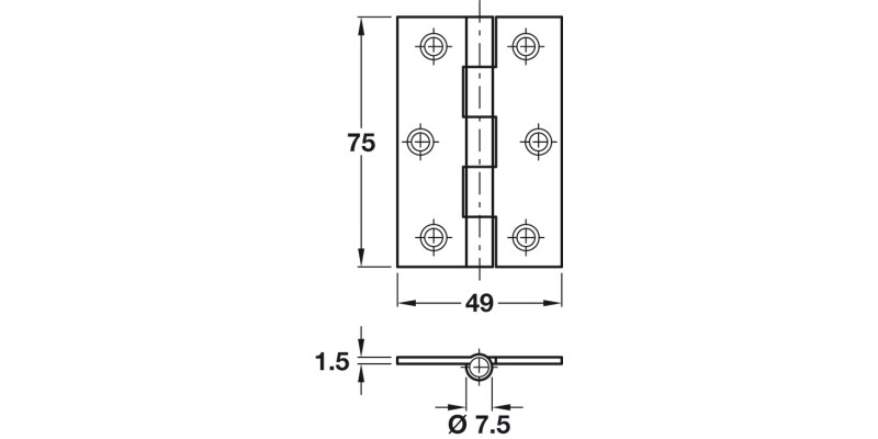 Butt Hinge 75x49mm  St ZP