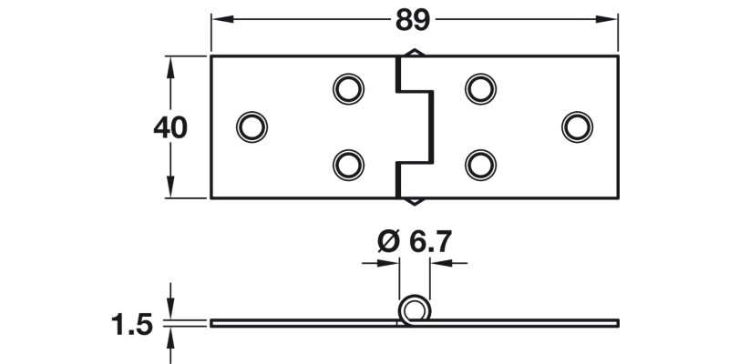 Back flap hinge steel 38mm SC - 2Pk