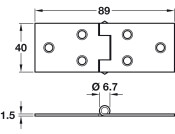 Back flap hinge steel 38mm SC - 2Pk