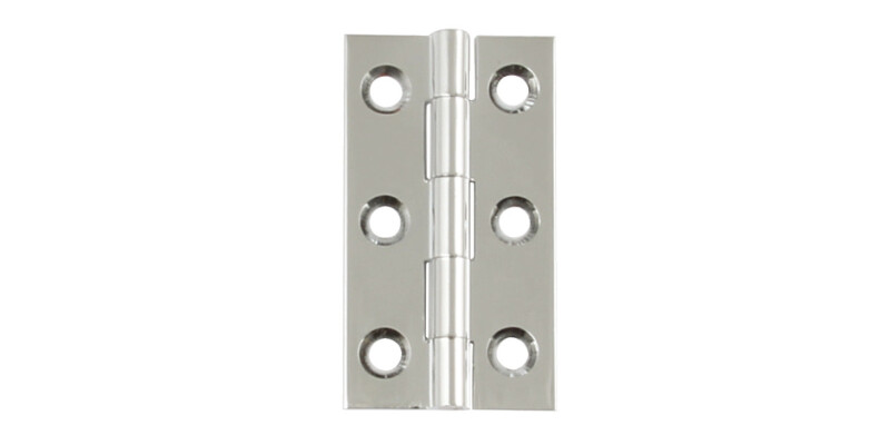 BRASS Butt Hinge 50x28mm In Polished Chrome finish & Satin St/Steel pin