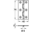 BRASS Broad Style Hinge 75x42mm Polished Brass