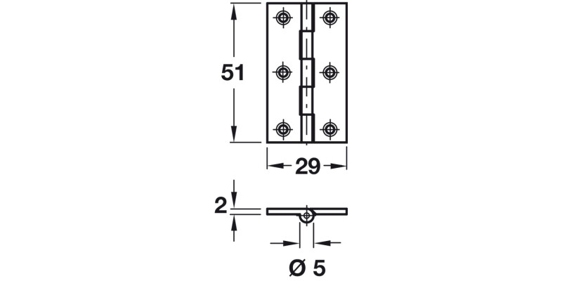 Broad Style Hinge D5x51x29mm Brass Ant