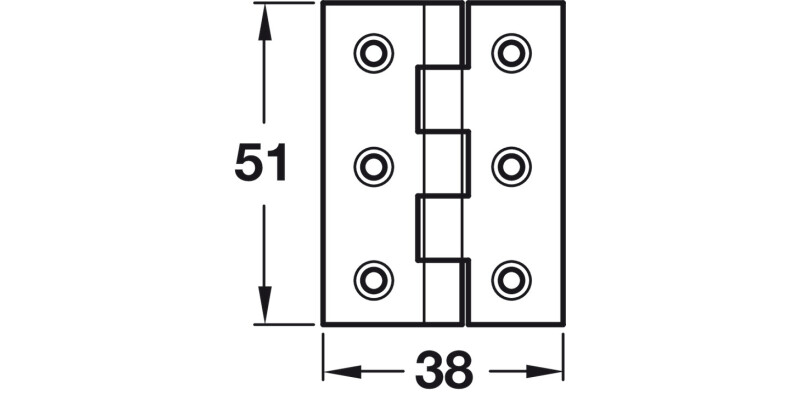 Broad Style Hinge 51x38mm Brass Self