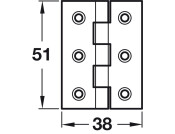 Broad Style Hinge 51x38mm Brass Self