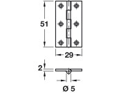 Broad Style Hinge D5x51x29mm Brass Self