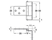 Flush Hinge Cranked 50mm Steel EB