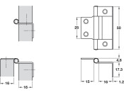 Cranked Flush Hinge 15-16mm 50mm St FB