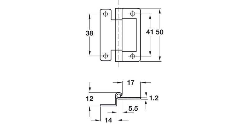 Cranked Flush Hinge 15-19mm 50mm St BZP