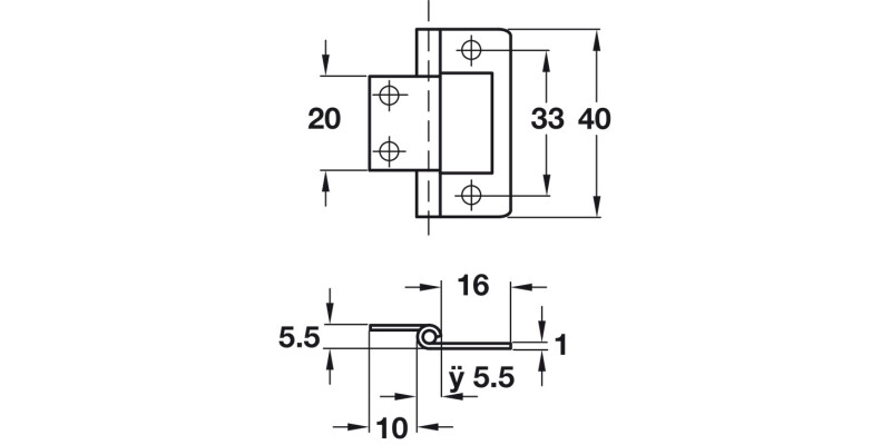 Flush Hinge 40x16mm Inset St ZP